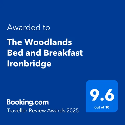 Booking.com Traveller Review Awards 2025, awarded to The Woodlands Bed and Breakfast Ironbridge